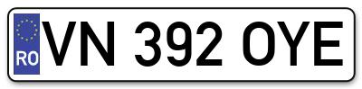 Placuta inmatriculare numar auto  VN-392-OYE, VN 392 OYE, VN392OYE