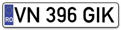 Placuta inmatriculare numar auto  VN-396-GIK, VN 396 GIK, VN396GIK