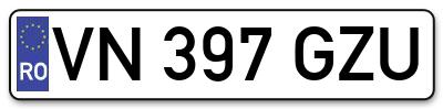 Placuta inmatriculare numar auto  VN-397-GZU, VN 397 GZU, VN397GZU