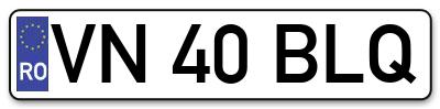 Placuta inmatriculare numar auto  VN-40-BLQ, VN 40 BLQ, VN40BLQ