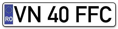 Placuta inmatriculare numar auto  VN-40-FFC, VN 40 FFC, VN40FFC