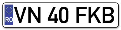 Placuta inmatriculare numar auto  VN-40-FKB, VN 40 FKB, VN40FKB