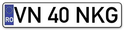 Placuta inmatriculare numar auto  VN-40-NKG, VN 40 NKG, VN40NKG