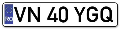 Placuta inmatriculare numar auto  VN-40-YGQ, VN 40 YGQ, VN40YGQ