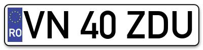 Placuta inmatriculare numar auto  VN-40-ZDU, VN 40 ZDU, VN40ZDU