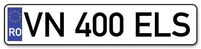 Placuta inmatriculare numar auto  VN-400-ELS, VN 400 ELS, VN400ELS