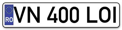 Placuta inmatriculare numar auto  VN-400-LOI, VN 400 LOI, VN400LOI