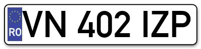 Placuta inmatriculare numar auto  VN-402-IZP, VN 402 IZP, VN402IZP