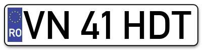 Placuta inmatriculare numar auto  VN-41-HDT, VN 41 HDT, VN41HDT