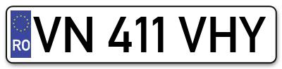 Placuta inmatriculare numar auto  VN-411-VHY, VN 411 VHY, VN411VHY