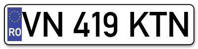 Placuta inmatriculare numar auto  VN-419-KTN, VN 419 KTN, VN419KTN