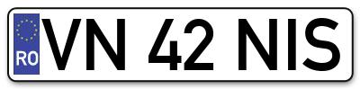 Placuta inmatriculare numar auto  VN-42-NIS, VN 42 NIS, VN42NIS