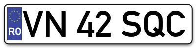 Placuta inmatriculare numar auto  VN-42-SQC, VN 42 SQC, VN42SQC