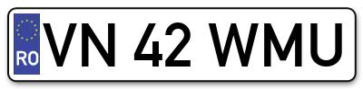 Placuta inmatriculare numar auto  VN-42-WMU, VN 42 WMU, VN42WMU