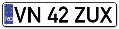 Placuta inmatriculare numar auto  VN-42-ZUX, VN 42 ZUX, VN42ZUX