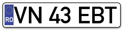 Placuta inmatriculare numar auto  VN-43-EBT, VN 43 EBT, VN43EBT