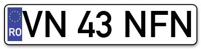 Placuta inmatriculare numar auto  VN-43-NFN, VN 43 NFN, VN43NFN