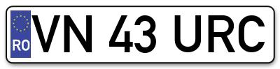 Placuta inmatriculare numar auto  VN-43-URC, VN 43 URC, VN43URC