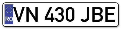 Placuta inmatriculare numar auto  VN-430-JBE, VN 430 JBE, VN430JBE