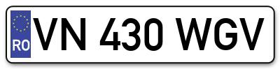 Placuta inmatriculare numar auto  VN-430-WGV, VN 430 WGV, VN430WGV