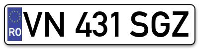 Placuta inmatriculare numar auto  VN-431-SGZ, VN 431 SGZ, VN431SGZ