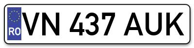 Placuta inmatriculare numar auto  VN-437-AUK, VN 437 AUK, VN437AUK