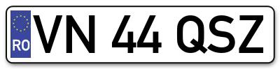 Placuta inmatriculare numar auto  VN-44-QSZ, VN 44 QSZ, VN44QSZ