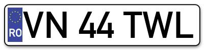 Placuta inmatriculare numar auto  VN-44-TWL, VN 44 TWL, VN44TWL