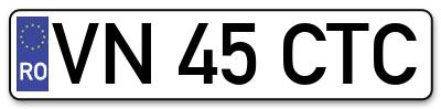 Placuta inmatriculare numar auto  VN-45-CTC, VN 45 CTC, VN45CTC