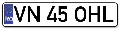 Placuta inmatriculare numar auto  VN-45-OHL, VN 45 OHL, VN45OHL
