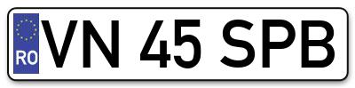 Placuta inmatriculare numar auto  VN-45-SPB, VN 45 SPB, VN45SPB