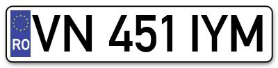 Placuta inmatriculare numar auto  VN-451-IYM, VN 451 IYM, VN451IYM
