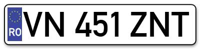 Placuta inmatriculare numar auto  VN-451-ZNT, VN 451 ZNT, VN451ZNT