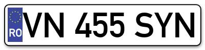 Placuta inmatriculare numar auto  VN-455-SYN, VN 455 SYN, VN455SYN