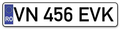 Placuta inmatriculare numar auto  VN-456-EVK, VN 456 EVK, VN456EVK