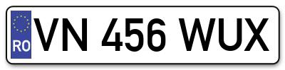 Placuta inmatriculare numar auto  VN-456-WUX, VN 456 WUX, VN456WUX