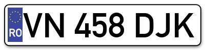 Placuta inmatriculare numar auto  VN-458-DJK, VN 458 DJK, VN458DJK