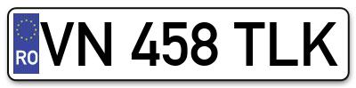 Placuta inmatriculare numar auto  VN-458-TLK, VN 458 TLK, VN458TLK