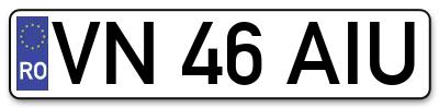 Placuta inmatriculare numar auto  VN-46-AIU, VN 46 AIU, VN46AIU