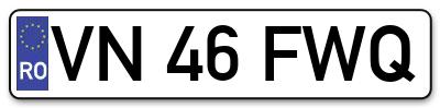 Placuta inmatriculare numar auto  VN-46-FWQ, VN 46 FWQ, VN46FWQ