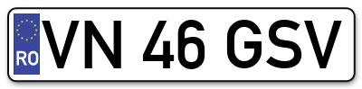 Placuta inmatriculare numar auto  VN-46-GSV, VN 46 GSV, VN46GSV