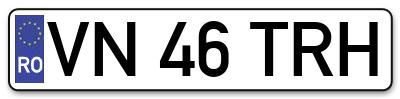 Placuta inmatriculare numar auto  VN-46-TRH, VN 46 TRH, VN46TRH