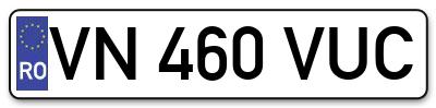 Placuta inmatriculare numar auto  VN-460-VUC, VN 460 VUC, VN460VUC