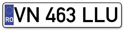 Placuta inmatriculare numar auto  VN-463-LLU, VN 463 LLU, VN463LLU