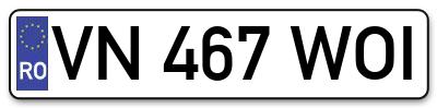 Placuta inmatriculare numar auto  VN-467-WOI, VN 467 WOI, VN467WOI