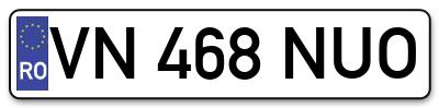 Placuta inmatriculare numar auto  VN-468-NUO, VN 468 NUO, VN468NUO