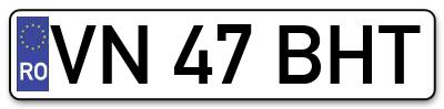 Placuta inmatriculare numar auto  VN-47-BHT, VN 47 BHT, VN47BHT