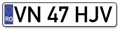 Placuta inmatriculare numar auto  VN-47-HJV, VN 47 HJV, VN47HJV