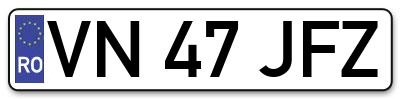 Placuta inmatriculare numar auto  VN-47-JFZ, VN 47 JFZ, VN47JFZ