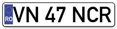 Placuta inmatriculare numar auto  VN-47-NCR, VN 47 NCR, VN47NCR